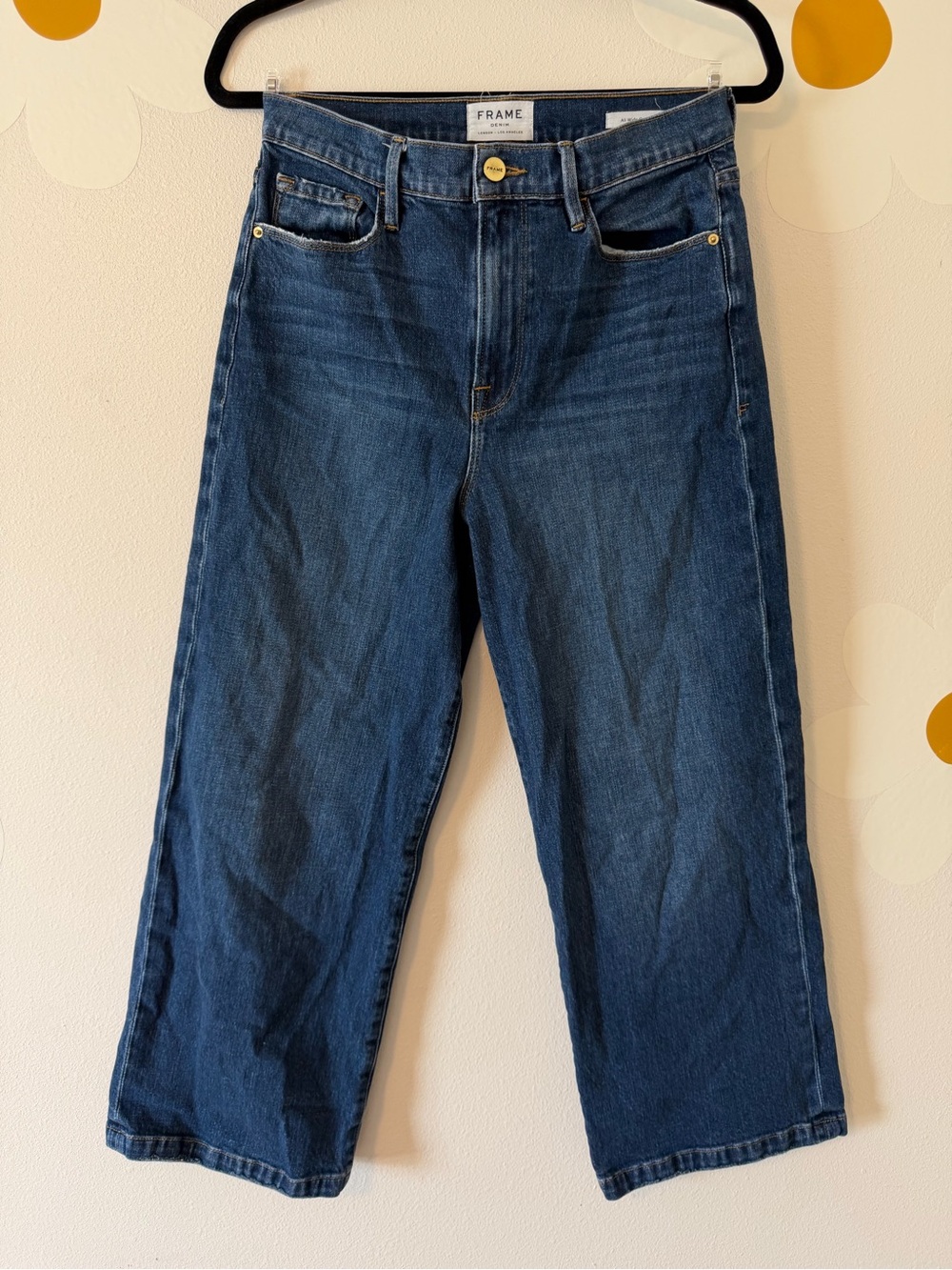 Frame Denim Ali Wide Leg Crop Mellencamp Medium Wash Jeans - Picture 4 of 15